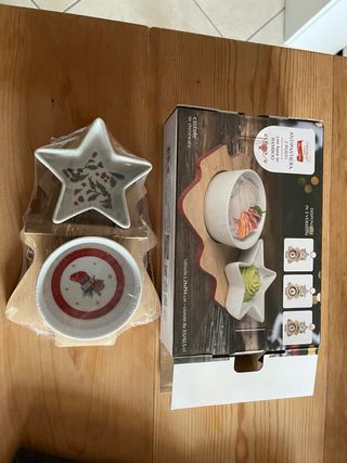 Antipastiera 2 posti in ceramica e bambù