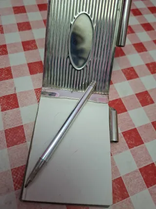 Bloco de notas vintage Banhado prata caneta n escr