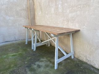 Mesa industrial madera y metal