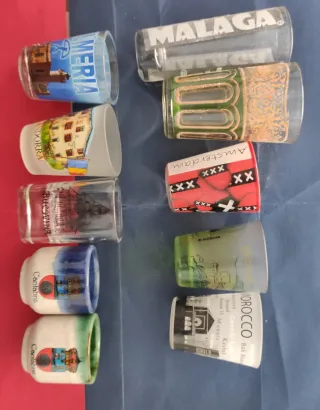 Lote Chupitos Vidrio Decorados países ciudades