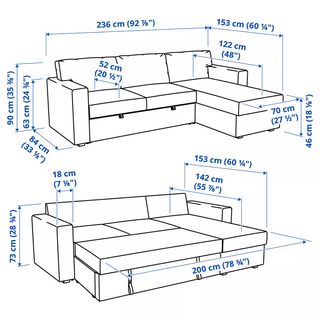 Sofá cama IKEA BARSLÖV 3 plazas gris tela