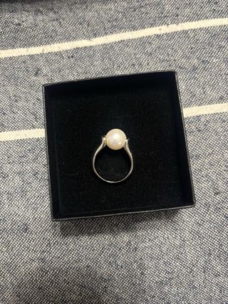 Anillo Plata y Perla Blanca