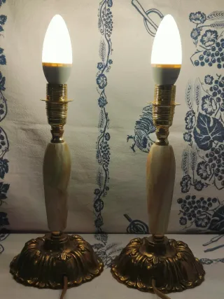 Coppia abatjour ottone e onice