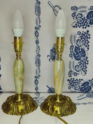 Coppia abatjour ottone e onice