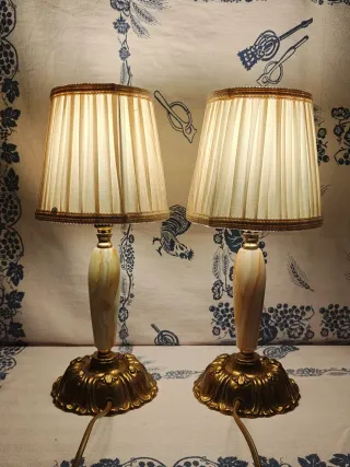 Coppia abatjour ottone e onice