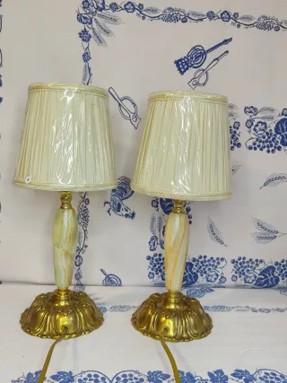 Coppia abatjour ottone e onice