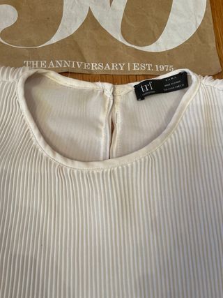 Blusa ZARA gasa plisada TL manga abullonada nueva