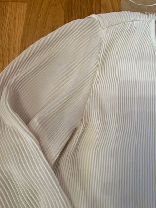 Blusa ZARA gasa plisada TL manga abullonada nueva