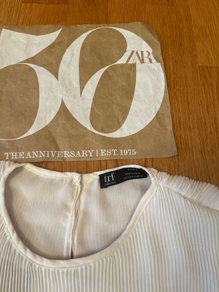 Blusa ZARA gasa plisada TL manga abullonada nueva