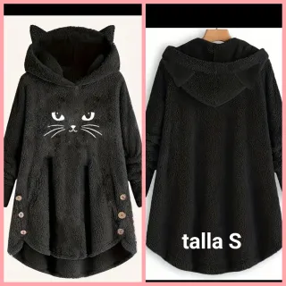 Sudadera disfraz vestido negra felpa gato talla S