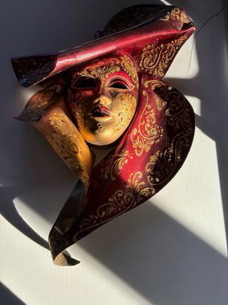 Maschera Veneziana Carnevale Oro e Rosso