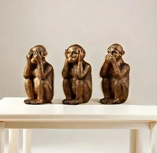 Set 3 scimmiette dorate decorative