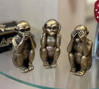 Set 3 scimmiette dorate decorative