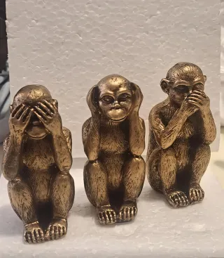 Set 3 scimmiette dorate decorative