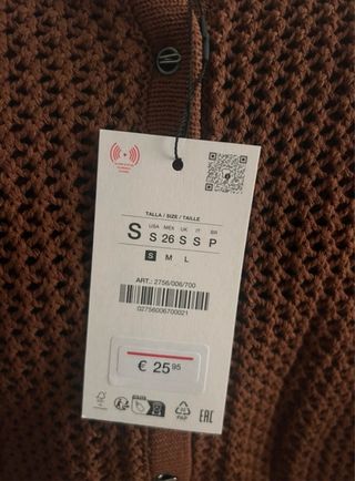 Chaqueta de punto Zara marrón con capucha