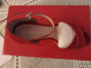 Zapatos de piel, tacón rojos Fontana mujer