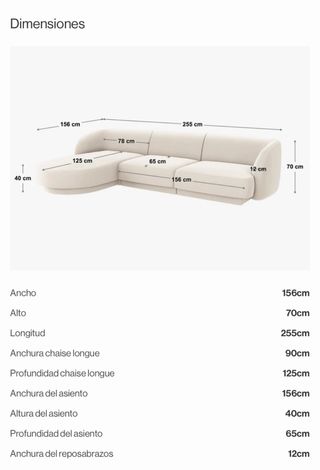 Sofá Micadoni Tecla Bouclé Beige Nuevo