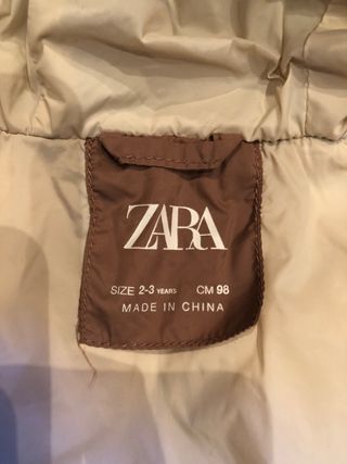 Chaqueta Zara invierno 2-3 años