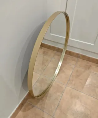 Espejo redondo marco dorado