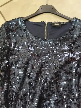 Abito corto paillettes blù
