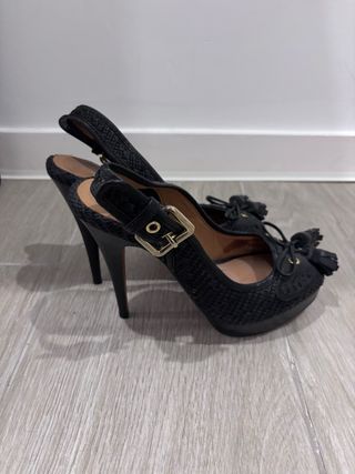 Zapatos Zara Tacón Peep Toe Negro