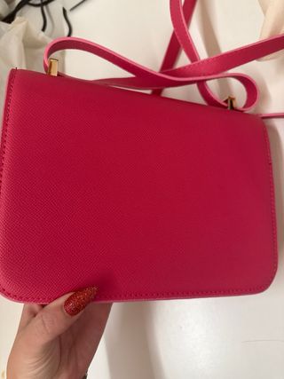 Borsa donna pelle rossa con fibbia oro