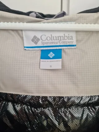 Abrigo Columbia Plumas Beige y Negro