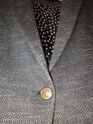 Blazer Zara azul marino y gris