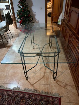 Mesa de comedor cristal y metal