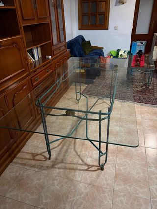 Mesa de comedor cristal y metal
