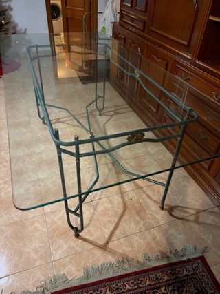 Mesa de comedor cristal y metal