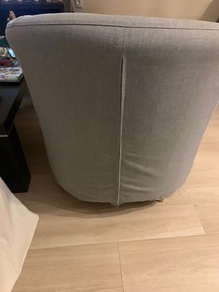 Butaca y puff Ikea gris azulado
