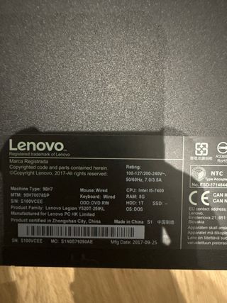 Ordenador Lenovo Legion i5-7400