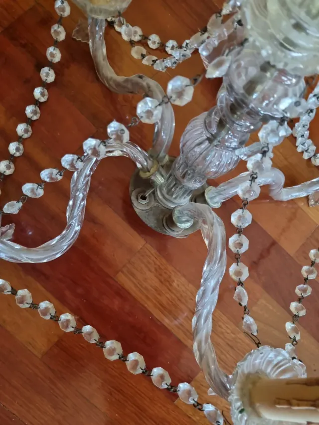 Lámpara de cristal y metal para arreglar