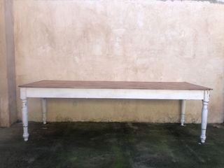 Mesa Comedor Antigua Madera Patas Blancas