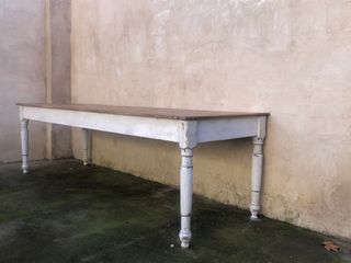 Mesa Comedor Antigua Madera Patas Blancas