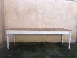 Mesa Comedor Antigua Madera Patas Blancas