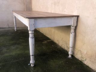 Mesa Comedor Antigua Madera Patas Blancas