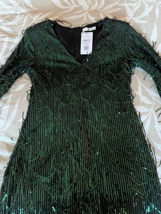 Vestido Sfera lentejuelas verde oscuro T L NUEVO