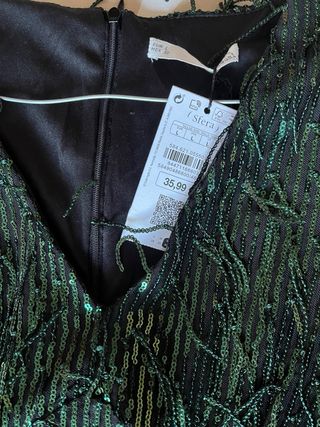 Vestido Sfera lentejuelas verde oscuro T L NUEVO