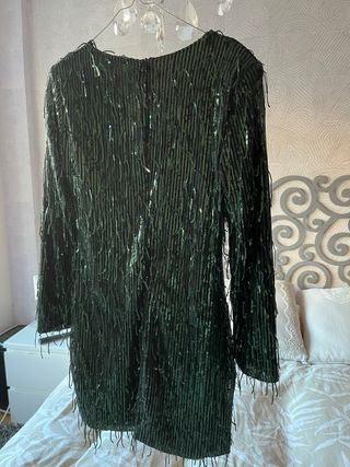 Vestido Sfera lentejuelas verde oscuro T L NUEVO