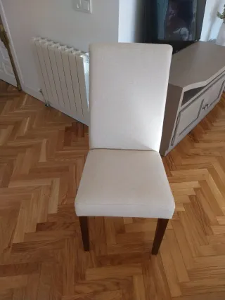 6 Sillas de Comedor Tapizadas Madera Lino