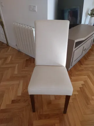 6 Sillas de Comedor Tapizadas Madera Lino