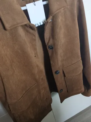 Chaqueta Zara Ante Marrón T. S