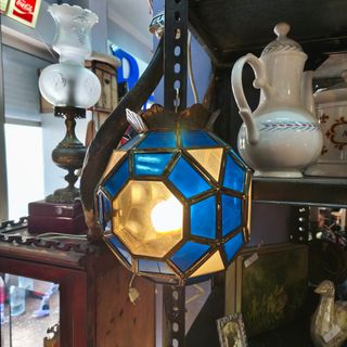 Lámpara colgante de cristal y metal