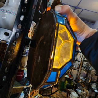 Lámpara colgante de cristal y metal