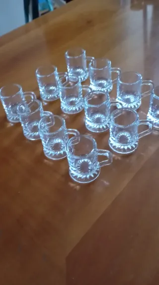 12 Mini Bicchierini Shot Vetro con Manico