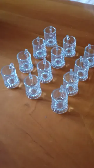 12 Mini Bicchierini Shot Vetro con Manico