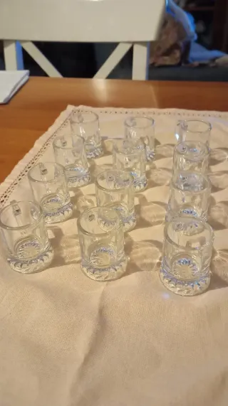 12 Mini Bicchierini Shot Vetro con Manico
