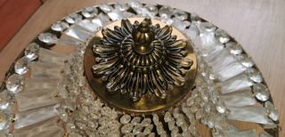 Lámpara Techo Antigua Cristales Metal Dorado